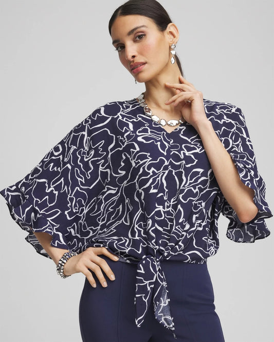 Ecovero™ Tie-Front Frill Sleeve Blouse