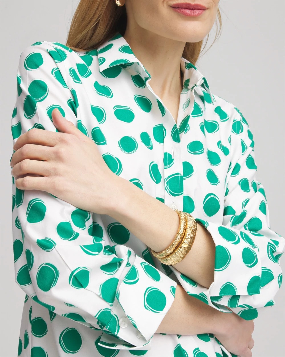 No Iron™ Polka-Dot Sateen Shirt