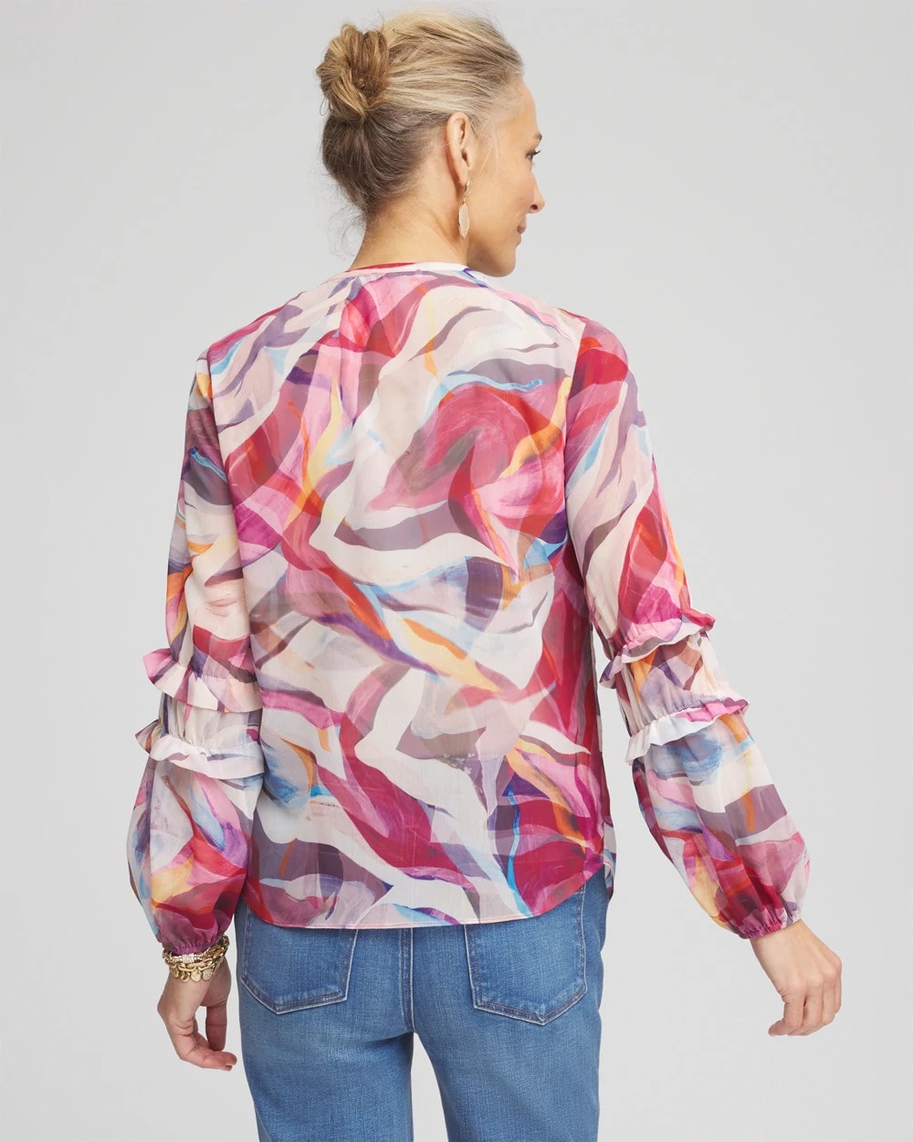Abstract Ruffles Crinkle Blouse