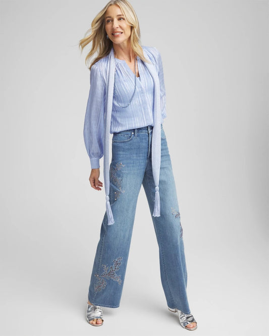 Split Neck Crinkle Blouse