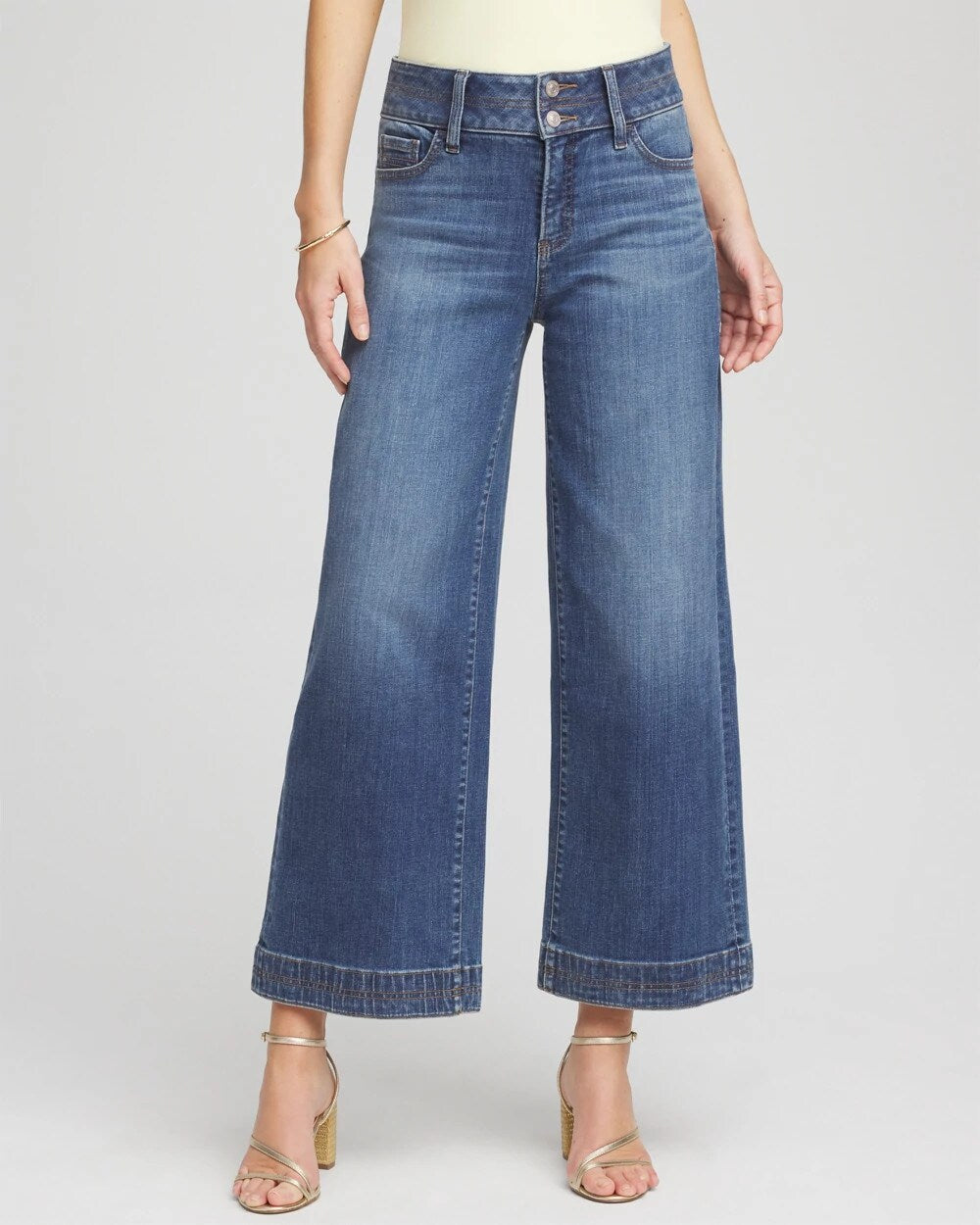 Double Stitch Wide-Leg Cropped Pants