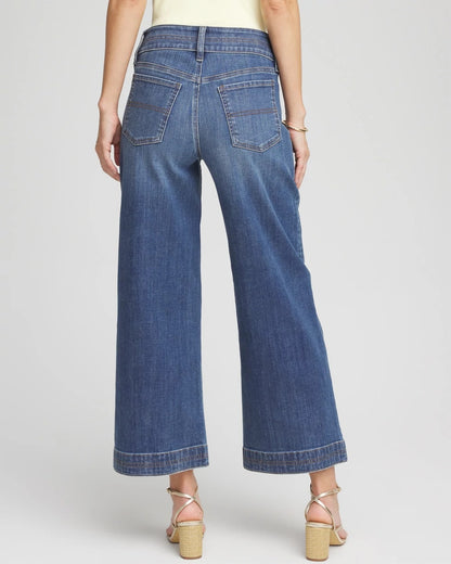 Double Stitch Wide-Leg Cropped Pants