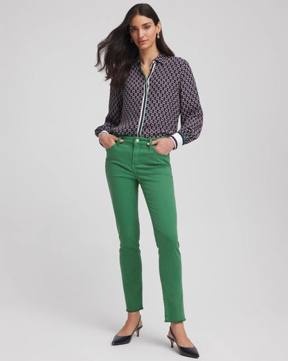 Girlfriend Fray Hem Ankle Jeans