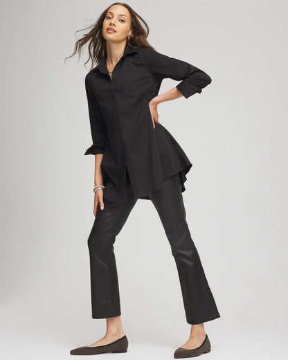 Coated Girlfriend Cropped Flared Jeans