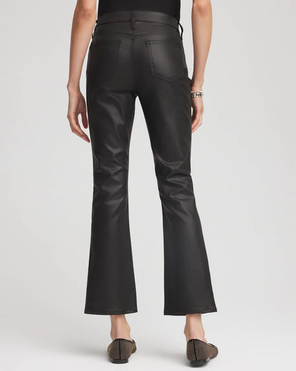 Coated Girlfriend Cropped Flared Jeans