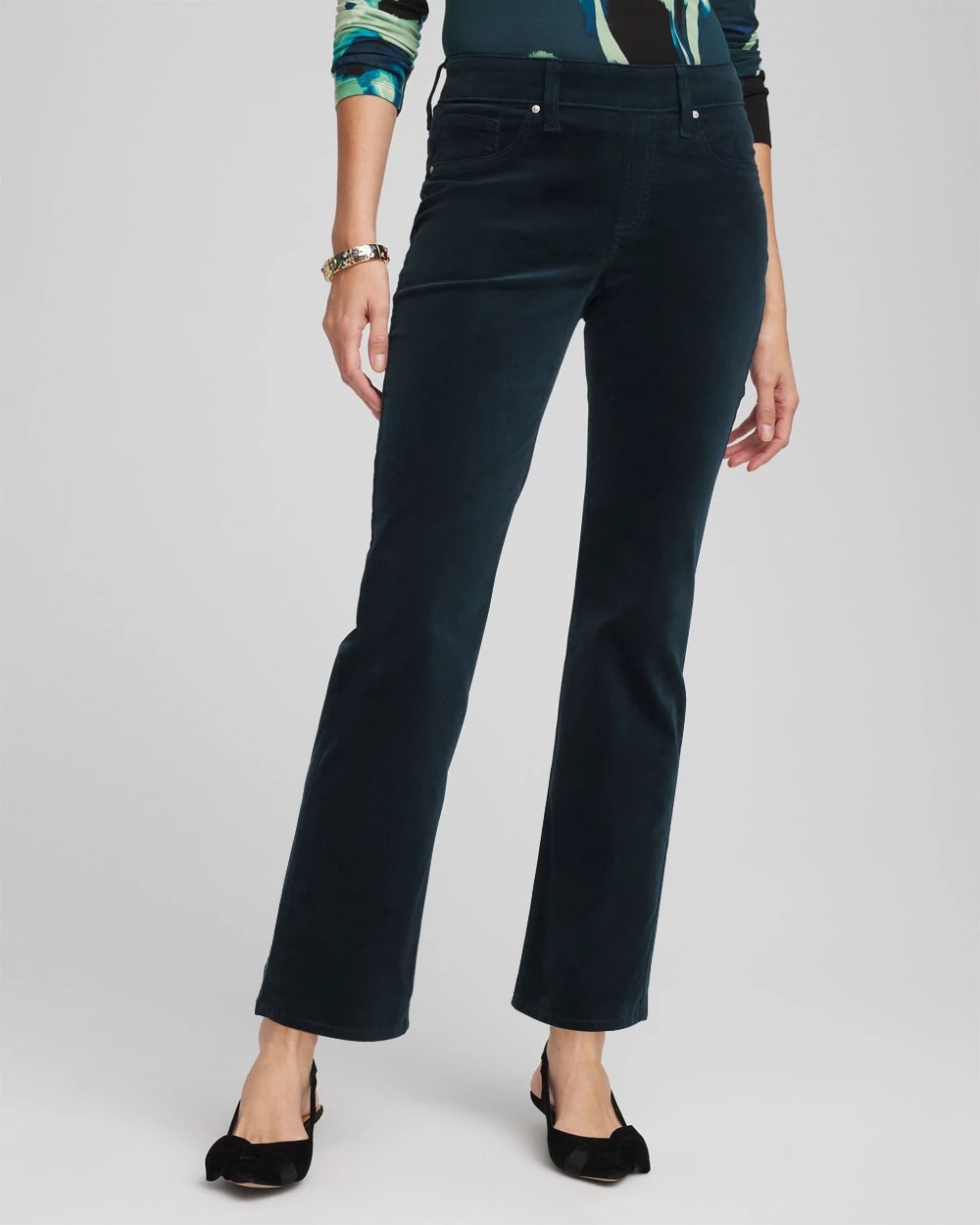 Velveteen Pull-On Flared Jeans