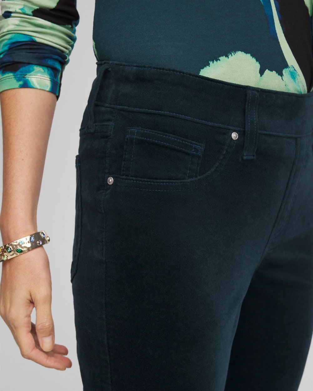 Velveteen Pull-On Flared Jeans