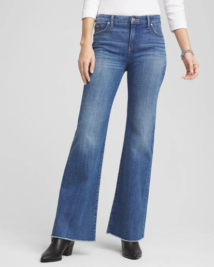 Girlfriend Frayed Flared Jeans