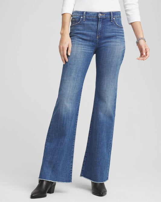 Girlfriend Frayed Flared Jeans