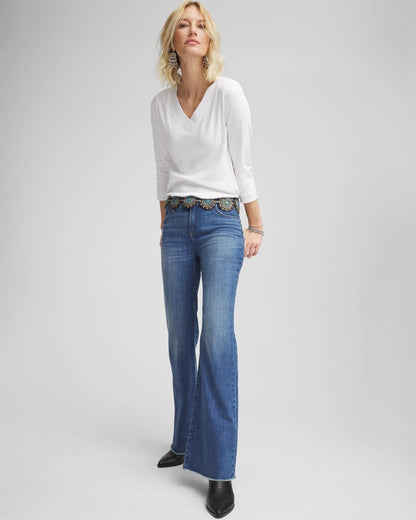 Girlfriend Frayed Flared Jeans