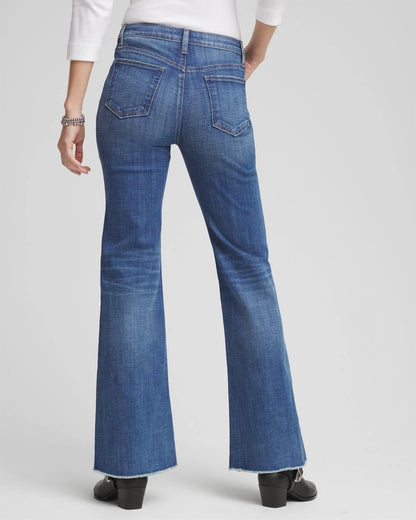 Girlfriend Frayed Flared Jeans