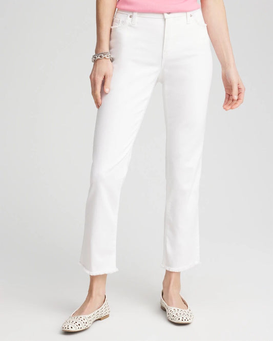 Girlfriend Frayed Cropped No Stain Jeans