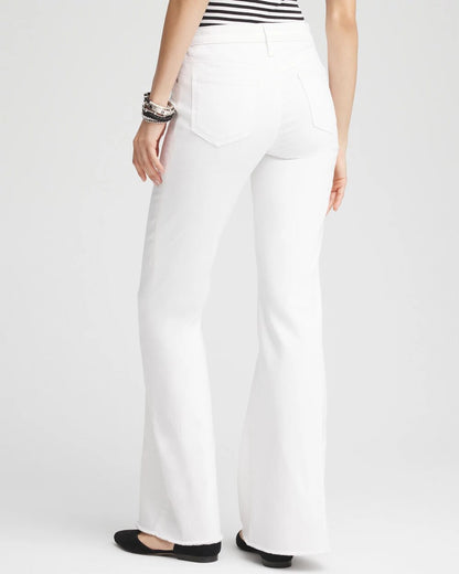 Girlfriend No Stain Frayed Flared Jeans