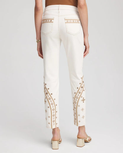 Embellished Girlfriend Slim Ankle Jeans