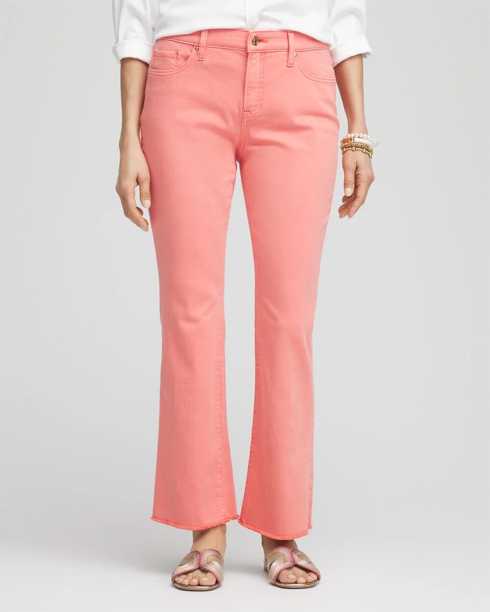 Girlfriend Fray Hem Kick Flare Jeans