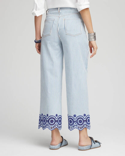 Eyelet High-Rise Wide Cropped Jeans