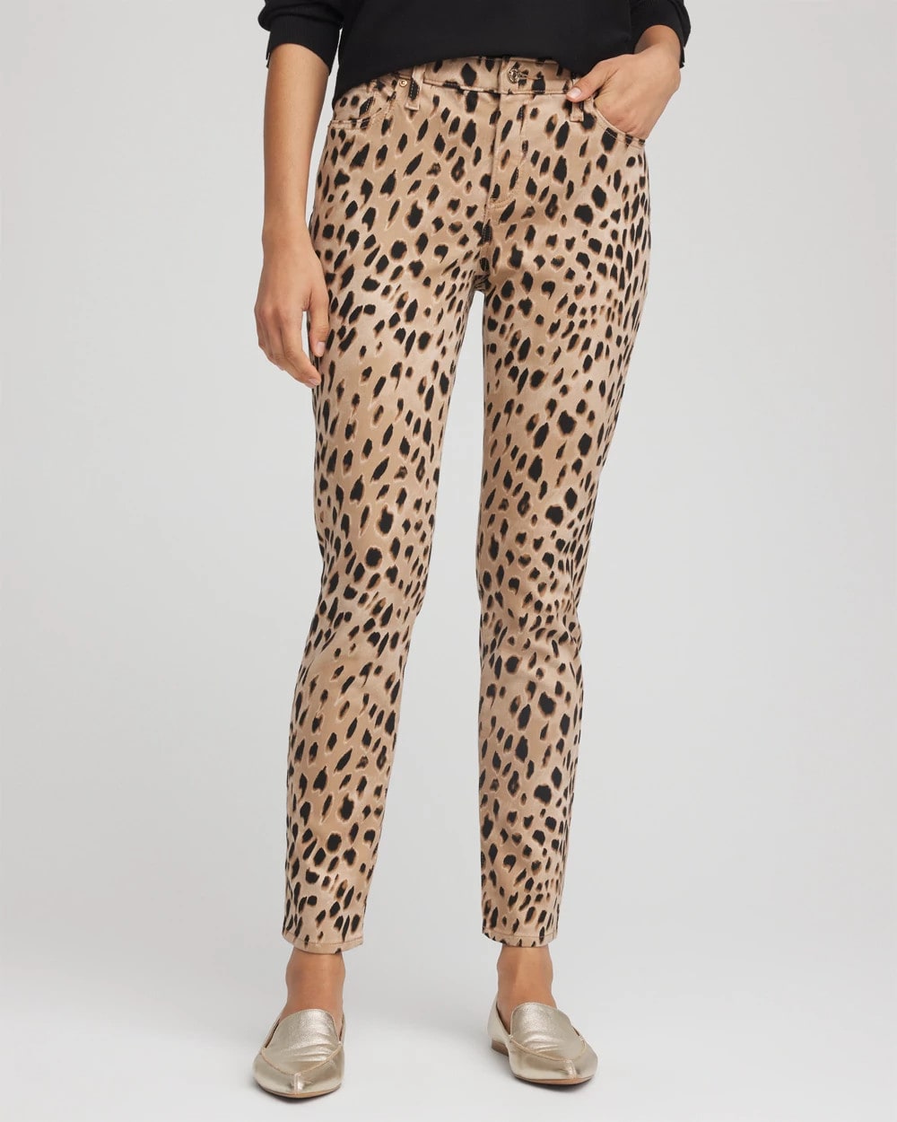 Leopard Girlfriend Slim Ankle Jeans