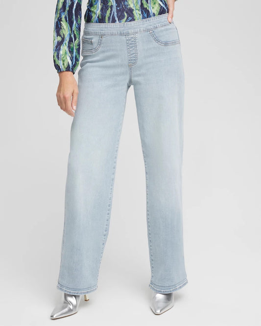 Petite Pull-On Wide-Leg Jeans