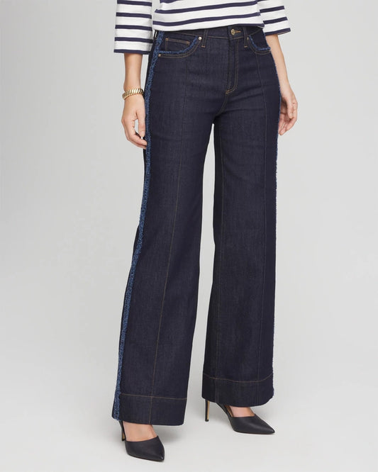 Petite Frayed High-Rise Wide-Leg Jeans
