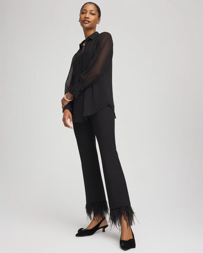 Juliet Feathered Flared Cropped Pants