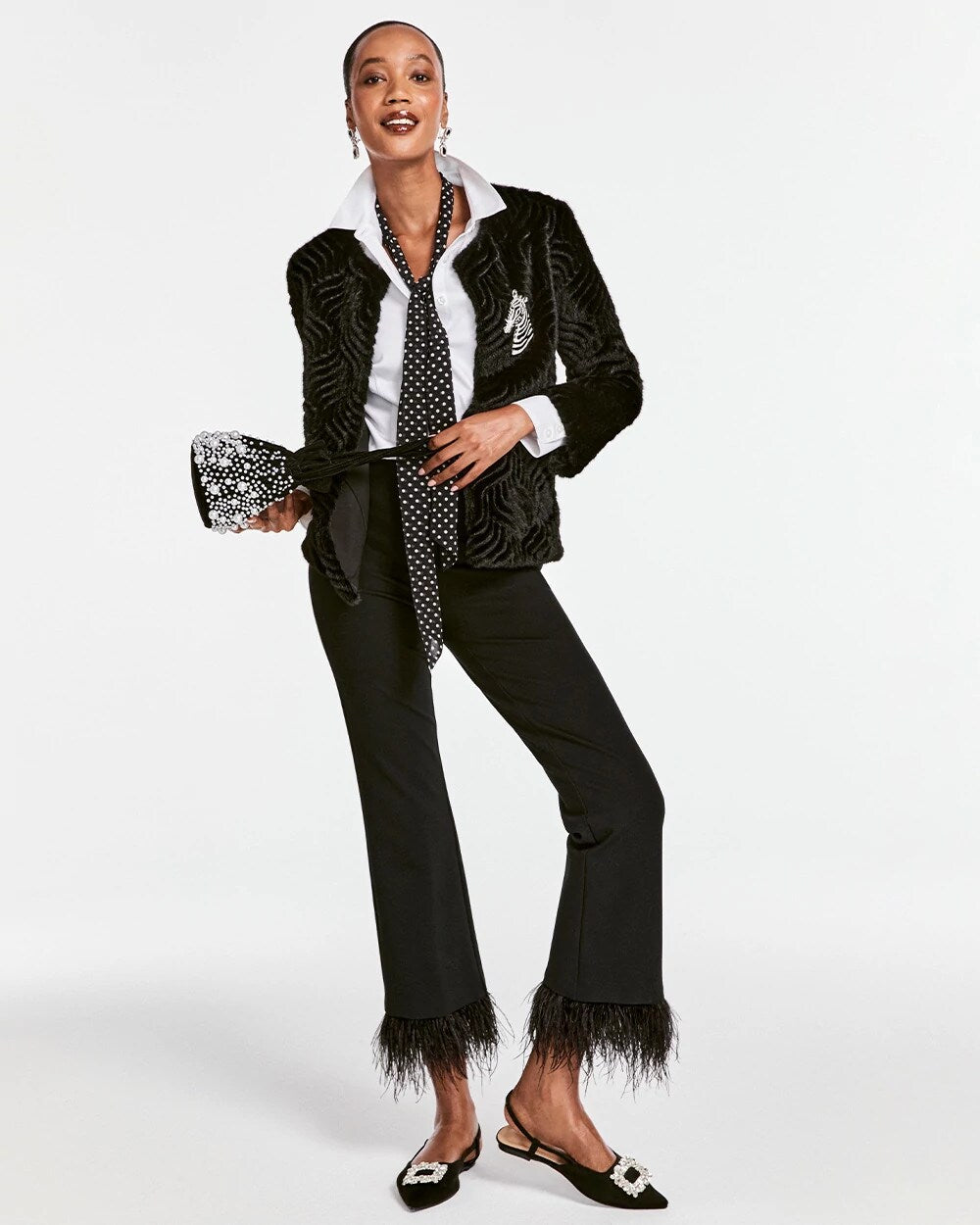 Juliet Feathered Flared Cropped Pants