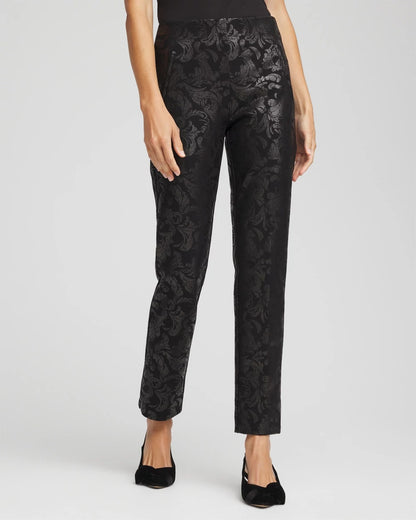 Juliet Black Foiled  Slim Ankle Pants