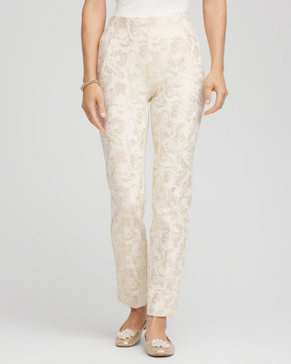 Juliet Golden Foiled Slim Ankle Pants
