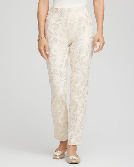 Juliet Golden Foiled Slim Ankle Pants