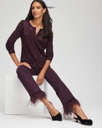 Juliet Feathered Flared Cropped Pants