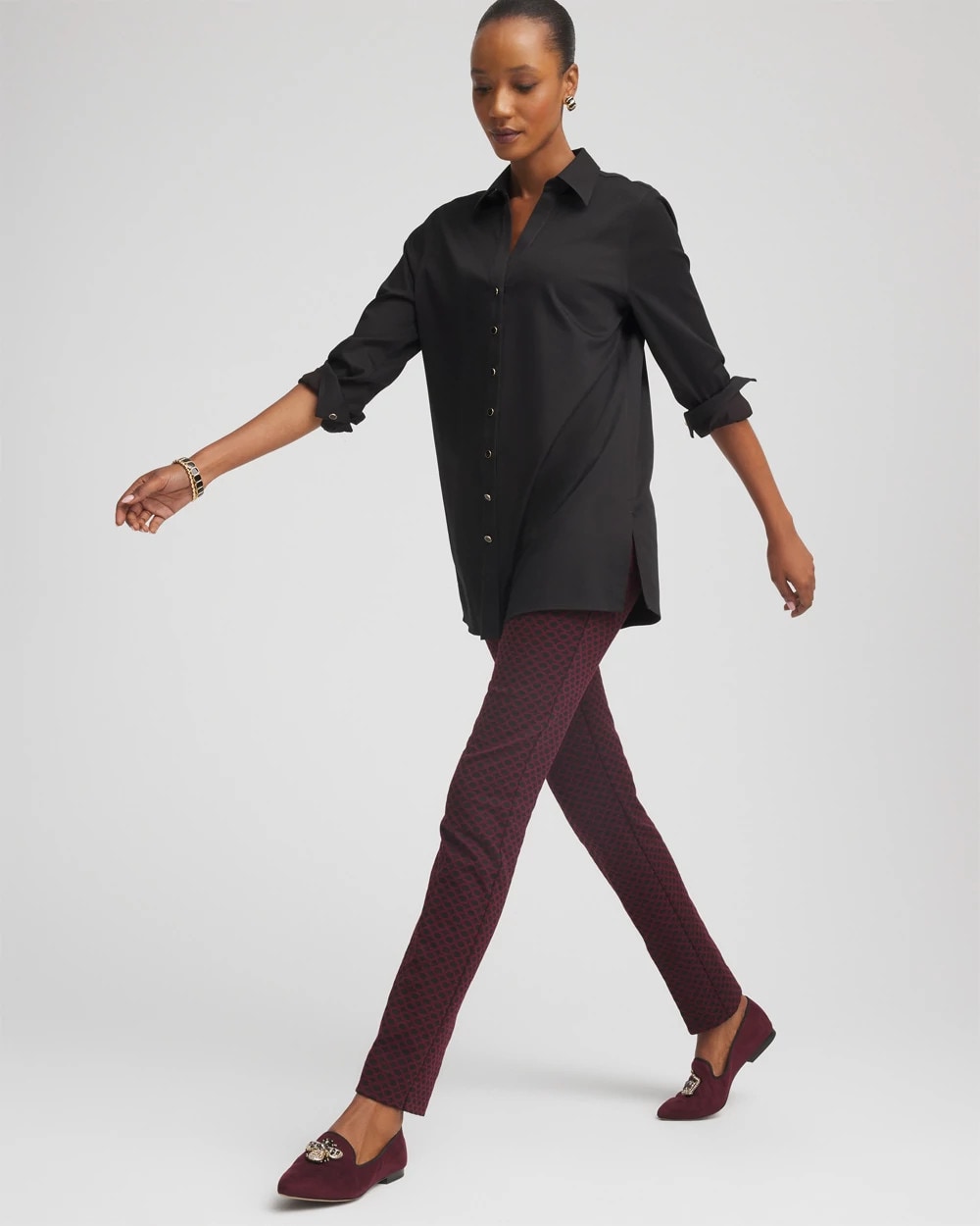 Circle Jacquard Juliet Slim Ankle Pants