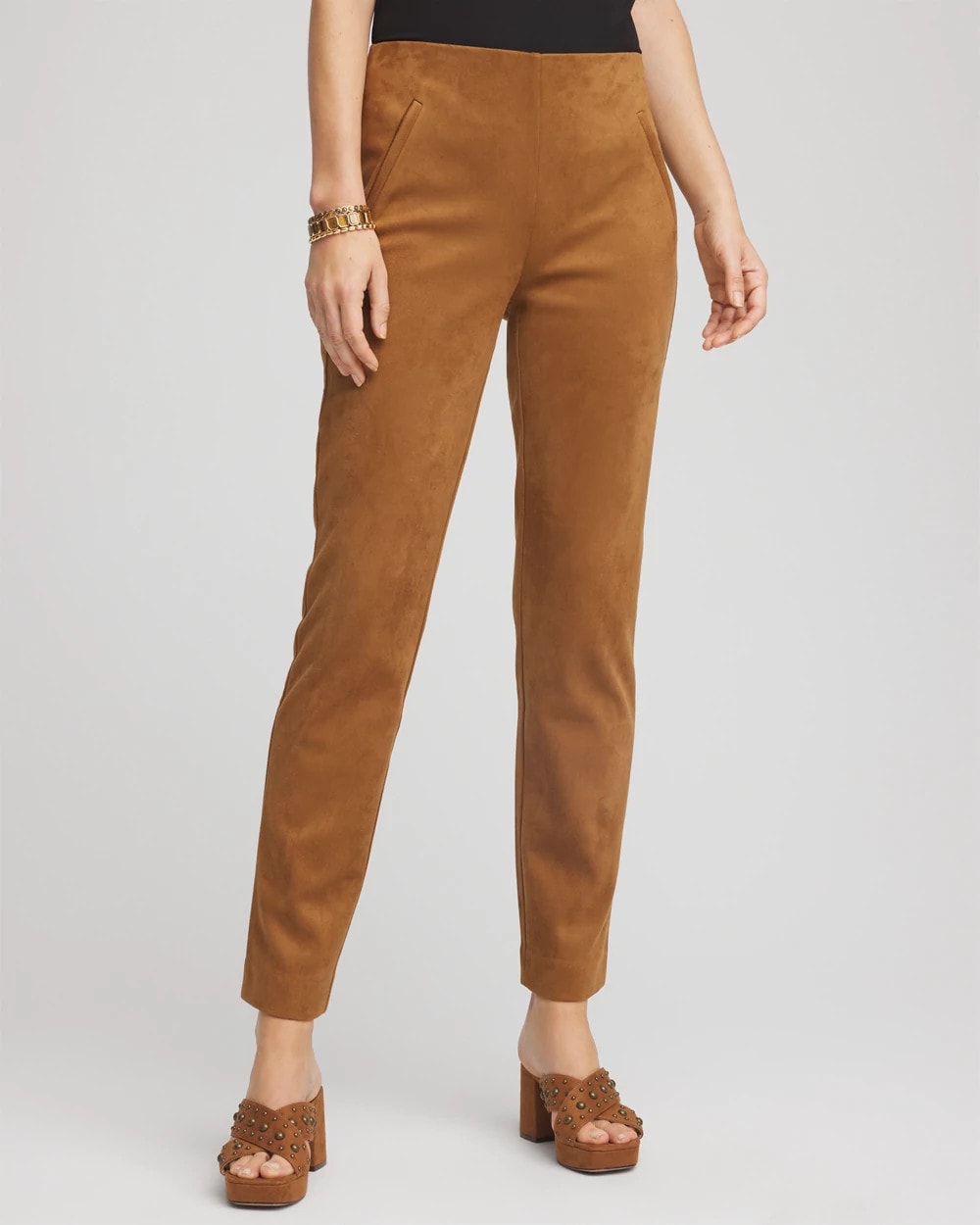 Faux Suede Juliet Slim Ankle Pants