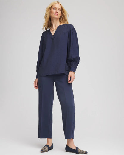 Stretch Crepe Tapered Ankle Pants