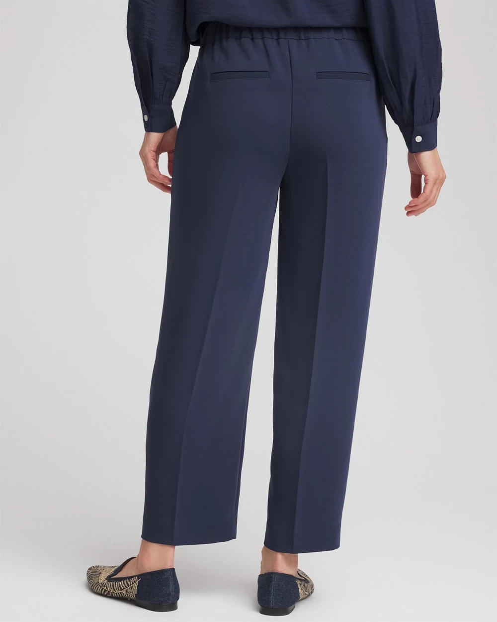 Stretch Crepe Tapered Ankle Pants