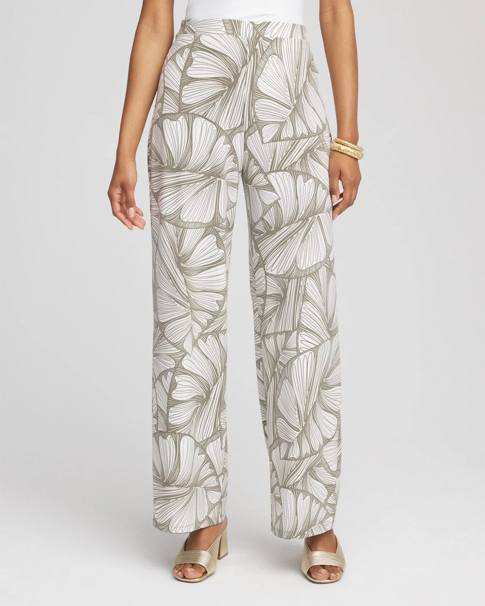 Travelers™ Abstract Leaf Print Knit Wide-Leg Pants