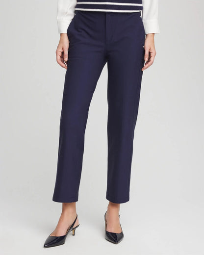 Cotton Straight Ankle Trousers