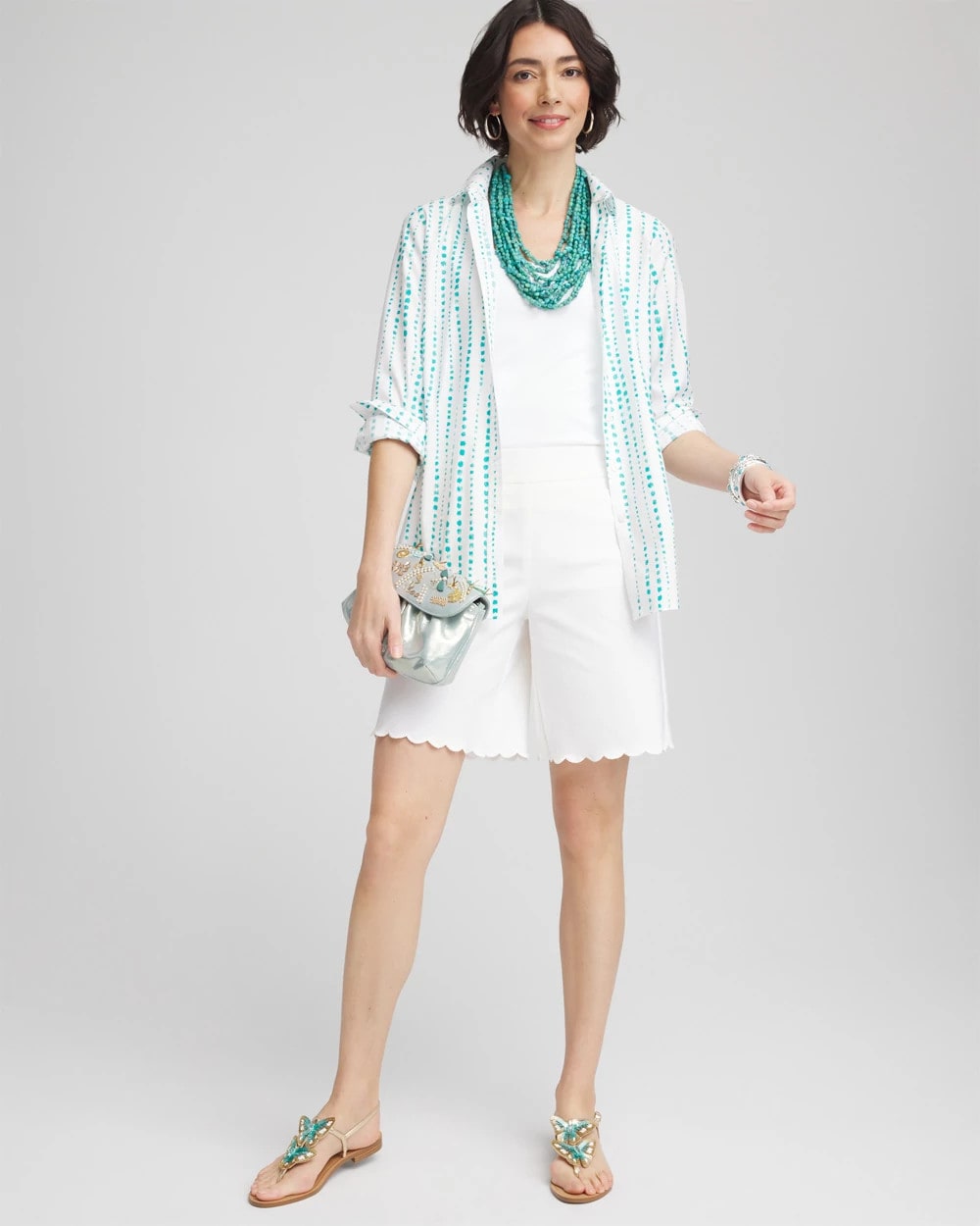 Brigitte™ Pull-On Scallop-Hem Shorts