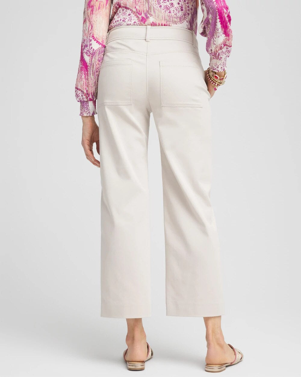 Stretch Sateen Straight Cropped Pants