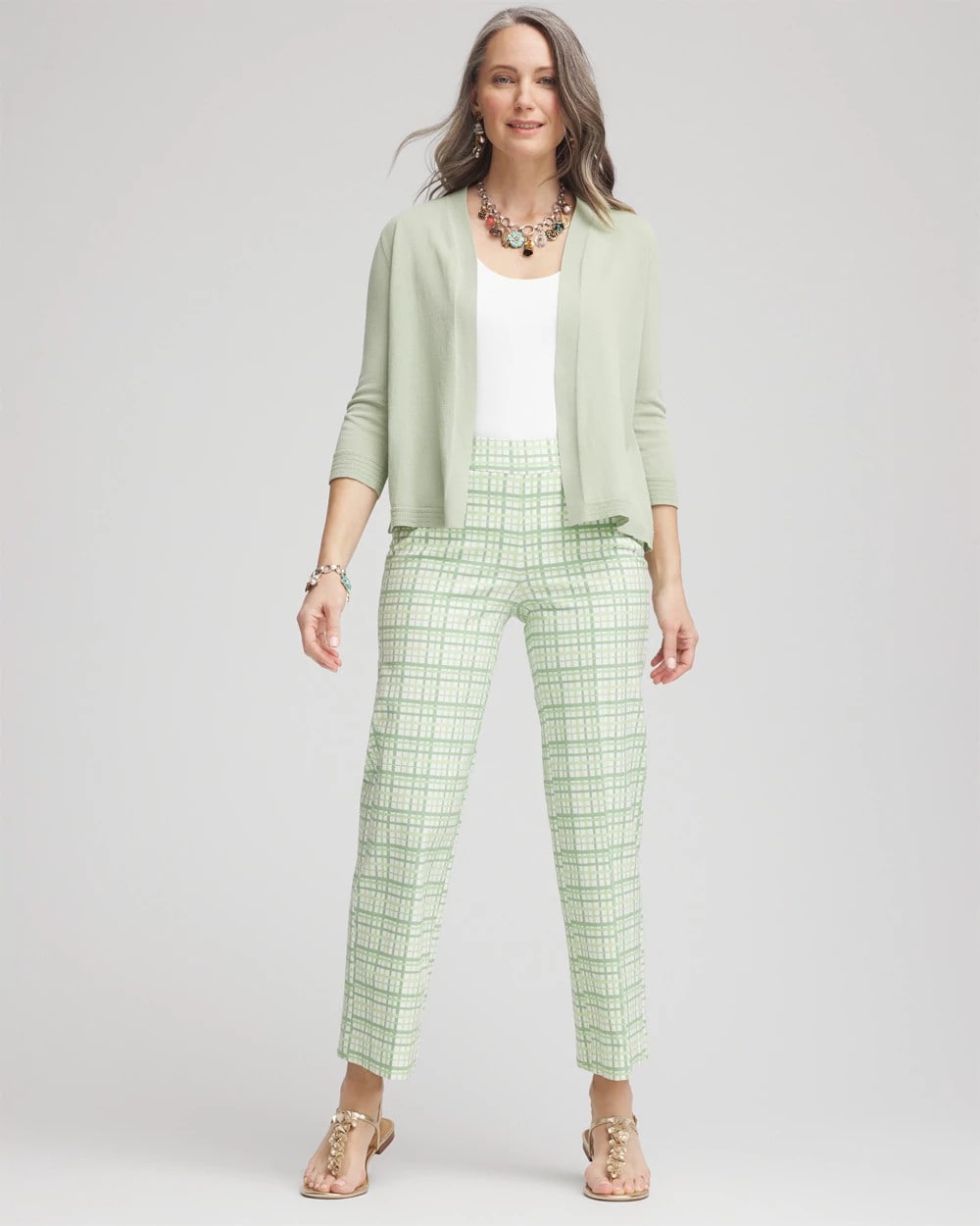 Brigitte™ Wide Leg Plaid Cropped Pants