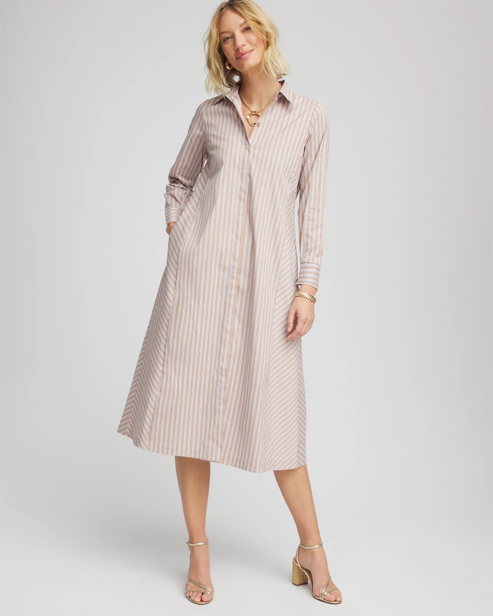 Vanilla Chai Striped Shirtdress