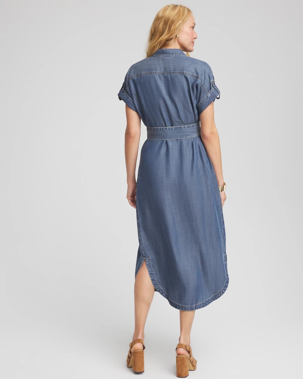 Denim Tie  Midi Shirtdress