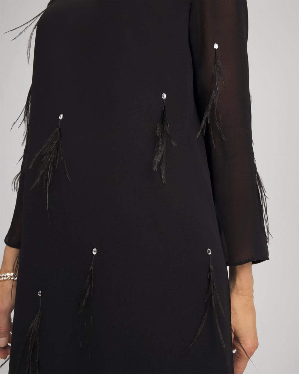 Feathered Georgette Popover Dress