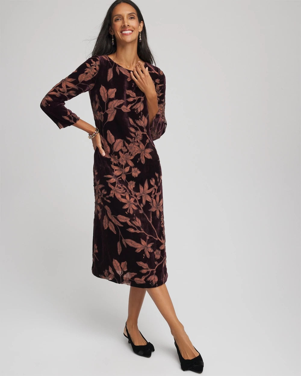 Burnout Velvet Midi Dress