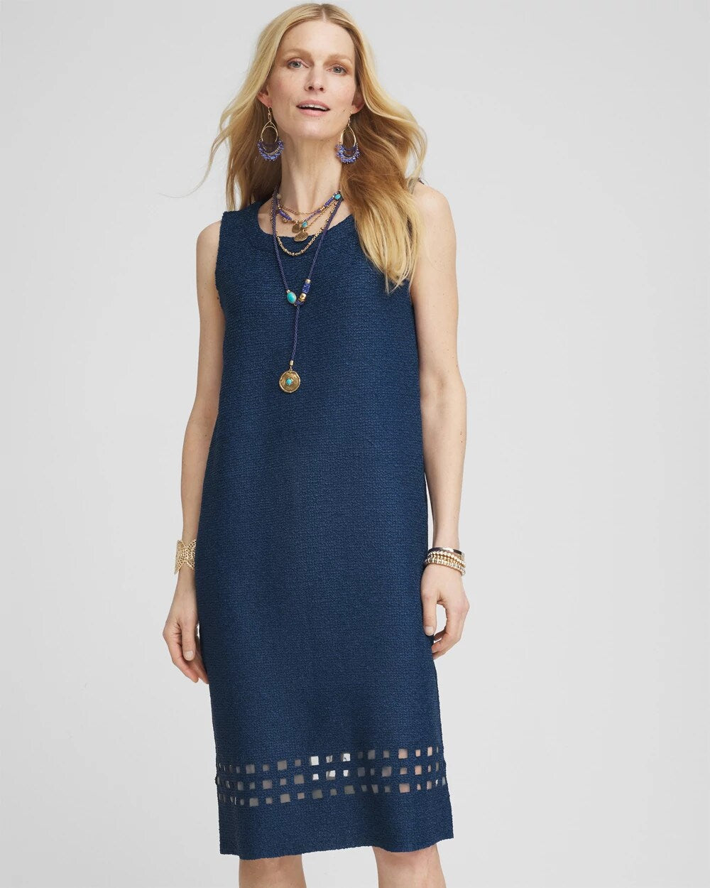 Travelers™ Sleeveless Crushed Cutout-Hem Dress