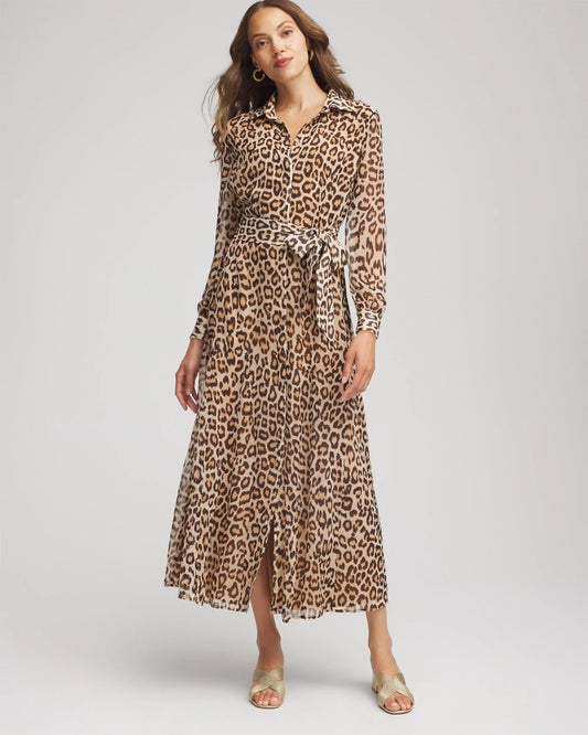 Cheetah-Print Godet Dress