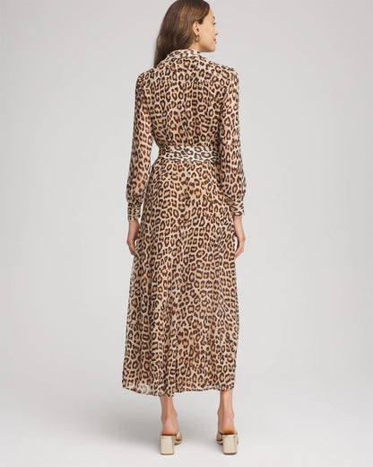 Cheetah-Print Godet Dress