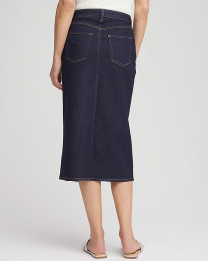 High-Rise Straight Stretch-Denim Skirt