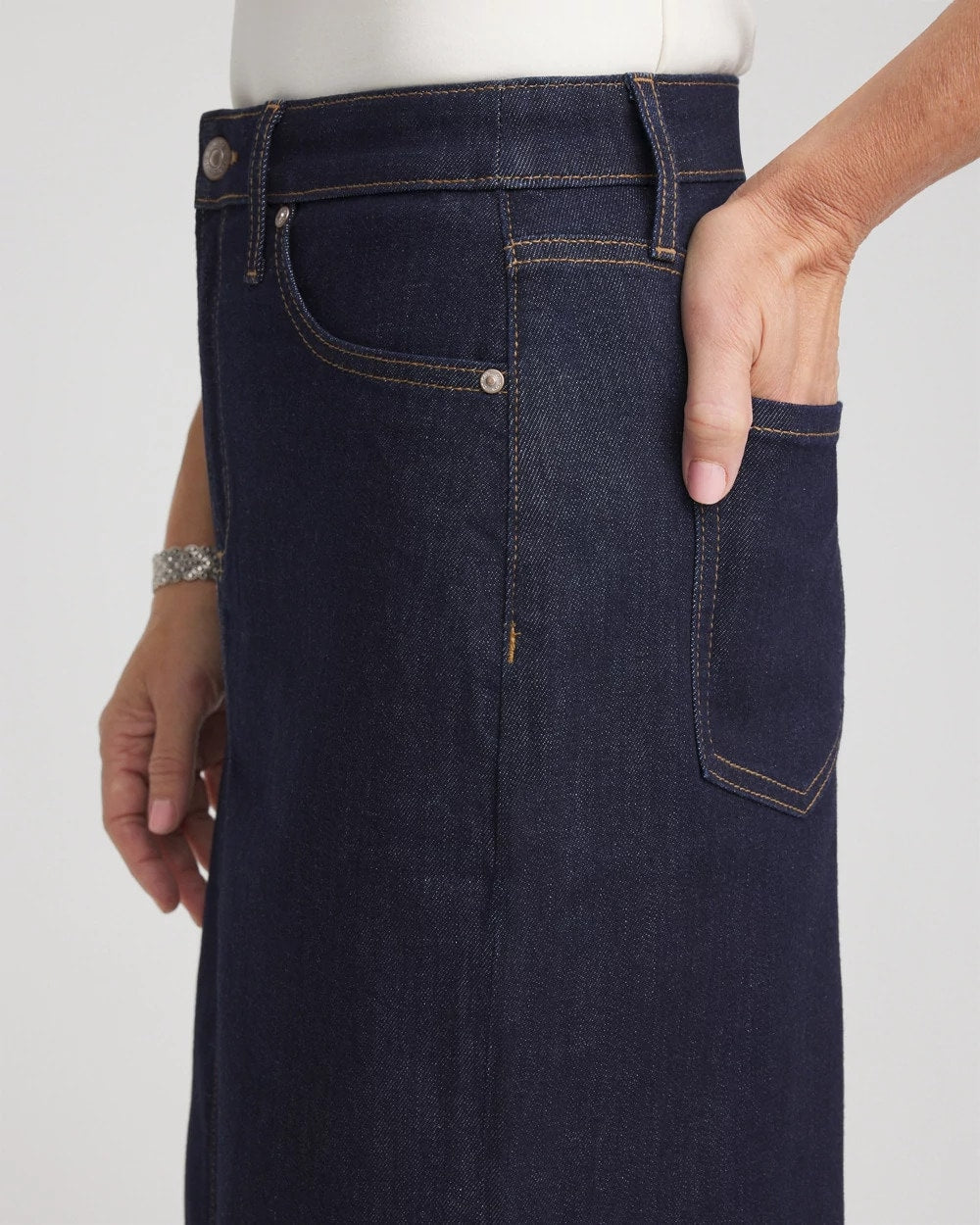 High-Rise Straight Stretch-Denim Skirt