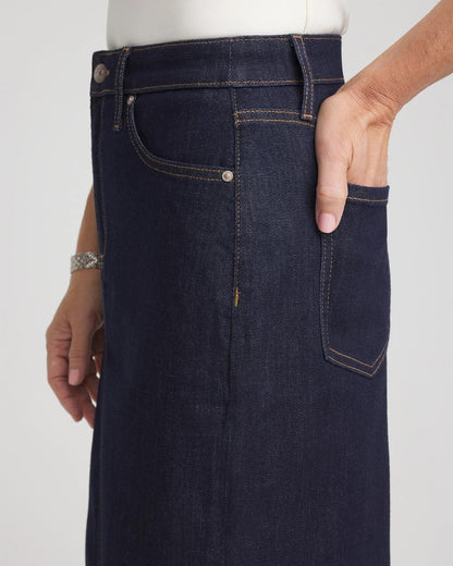 High-Rise Straight Stretch-Denim Skirt