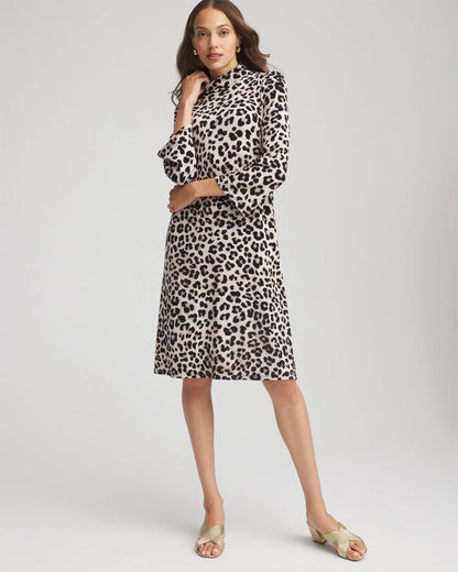 Travelers™ Animal-Print Mockneck Midi Dress