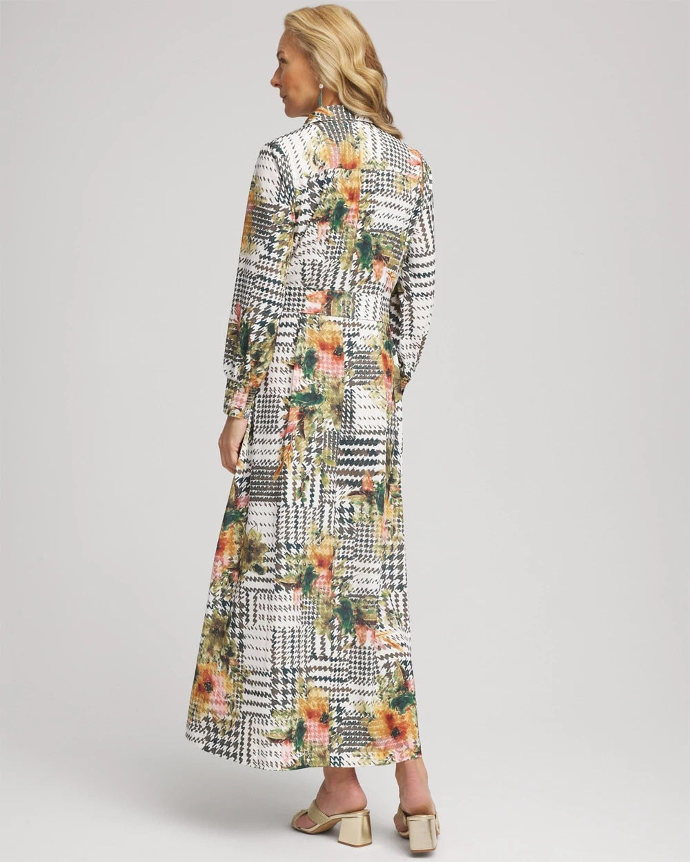 Artisanal Floral Print  Maxi Shirtdress